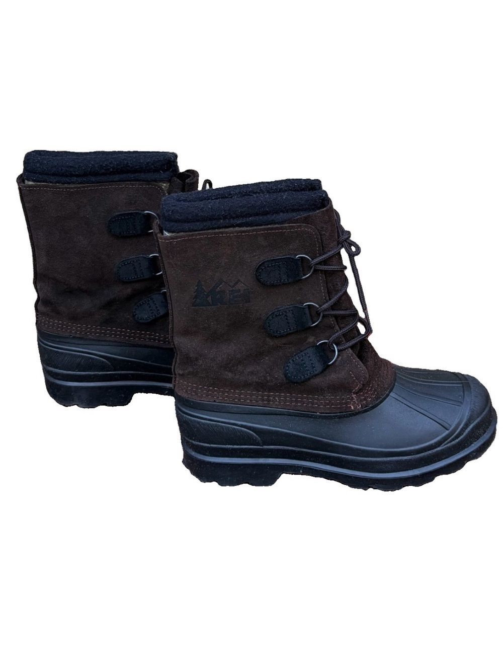 Rei Men's Snowpak Waterproof Brown/Black Winter Duck Suede Leather Boots 8 Euc! — image 4 of 8